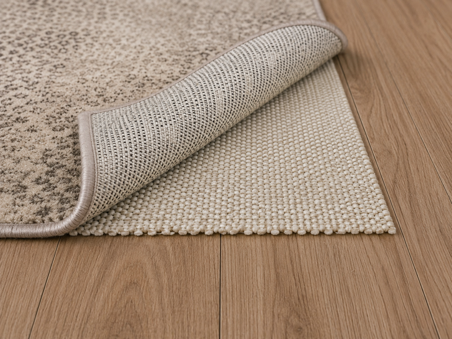 natural rubber non slip rug pad with rug on hardwood