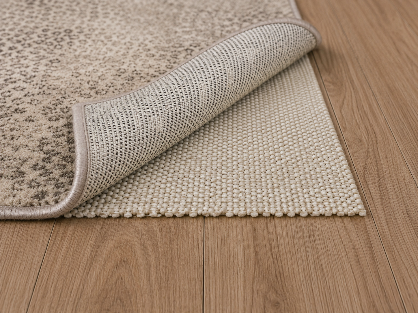 natural rubber non slip rug pad with rug on hardwood